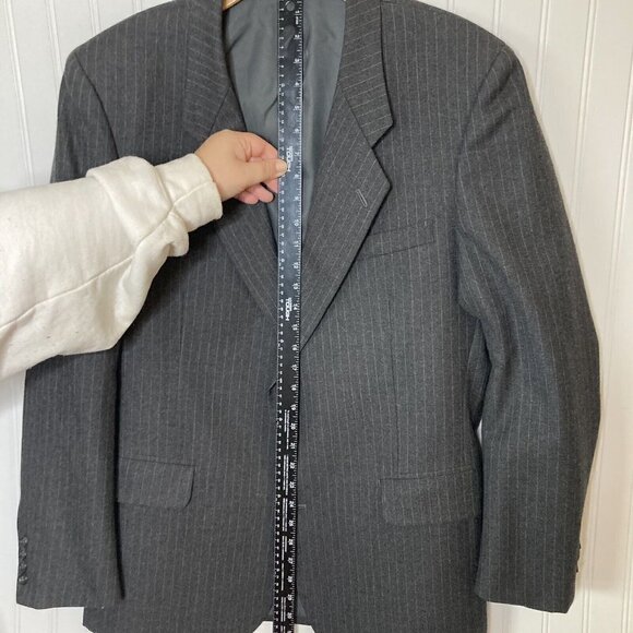 C&R Clothiers Gray Pin Stripe Virgin Wool Lined Suit Jacket Blazer Japan-42R - Picture 15 of 16